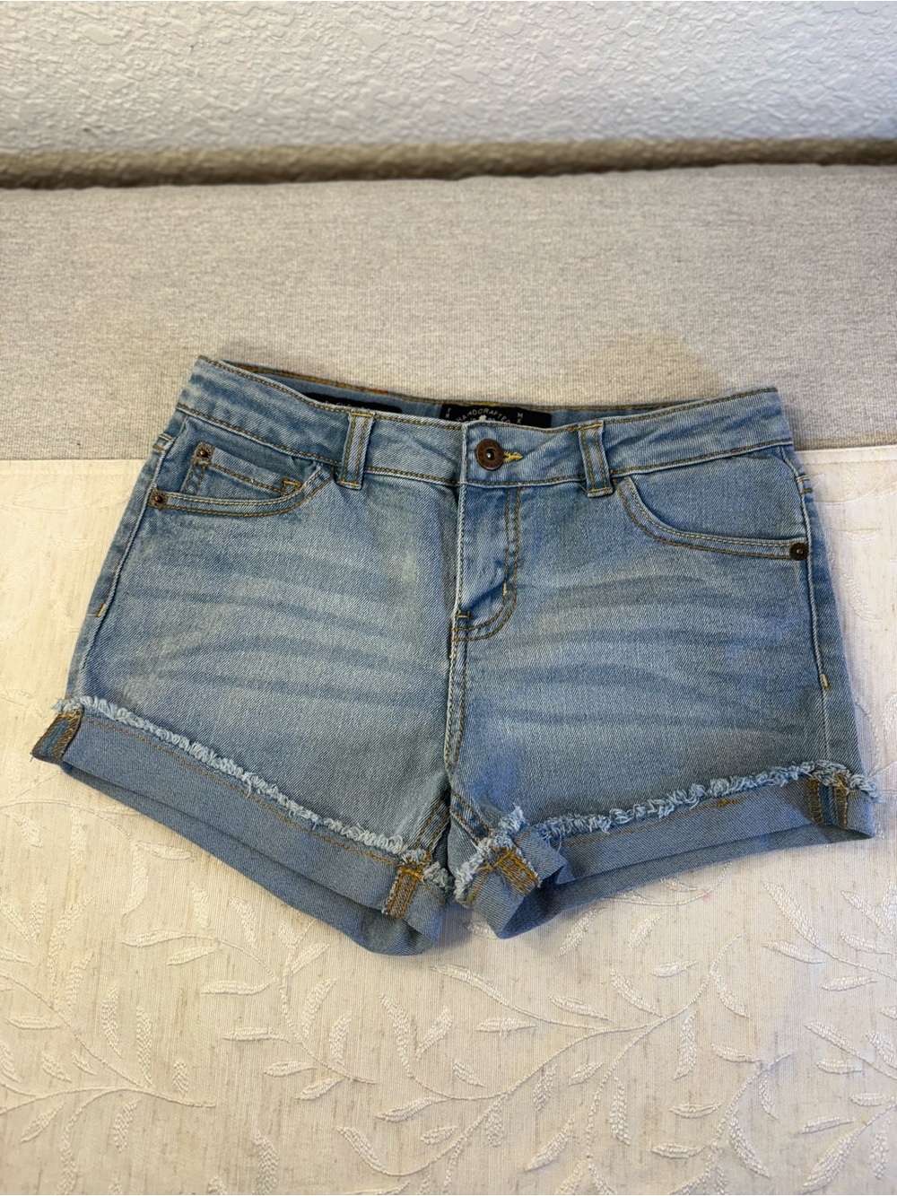Lucky‎ Brand Light Blue Denim Roll-Hem Girls Riley Shorts Size 12.